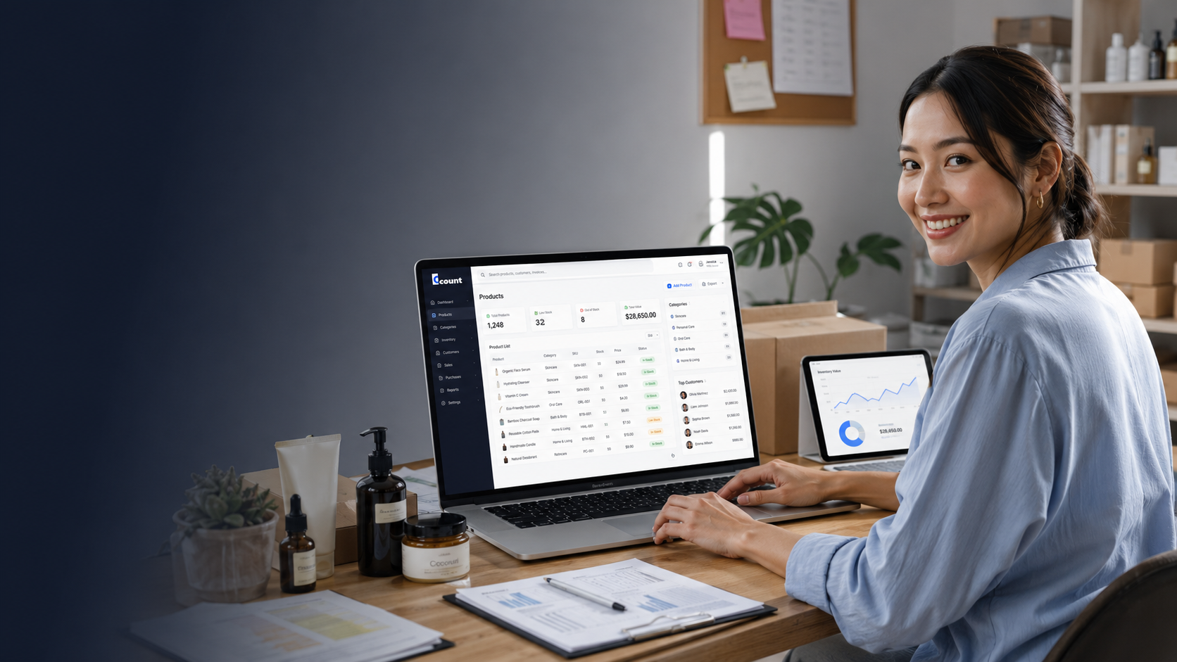 Small business owner using Ccount